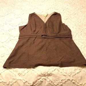 Michael Kors chocolate lace v-neck cream-colored lined tank.